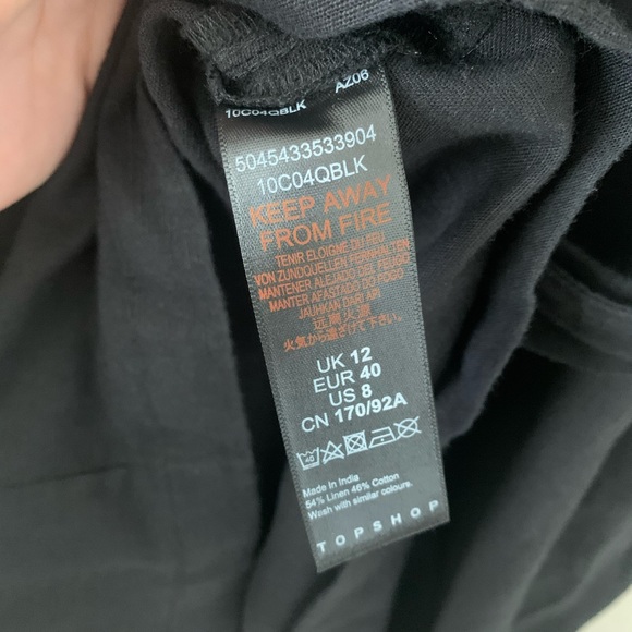 NWT Topshop Black Linen Midi Dress Button Down, 8 - Picture 4 of 6